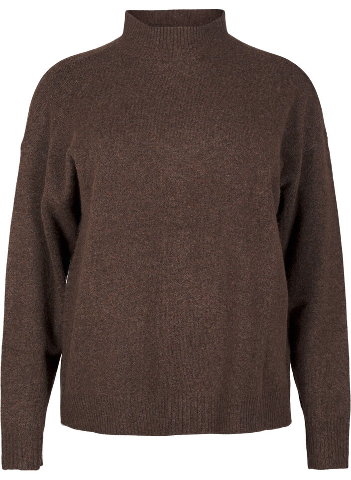 Chemisier en laine tricotée à col montant, Rain Drum Mel., Packshot image number 0