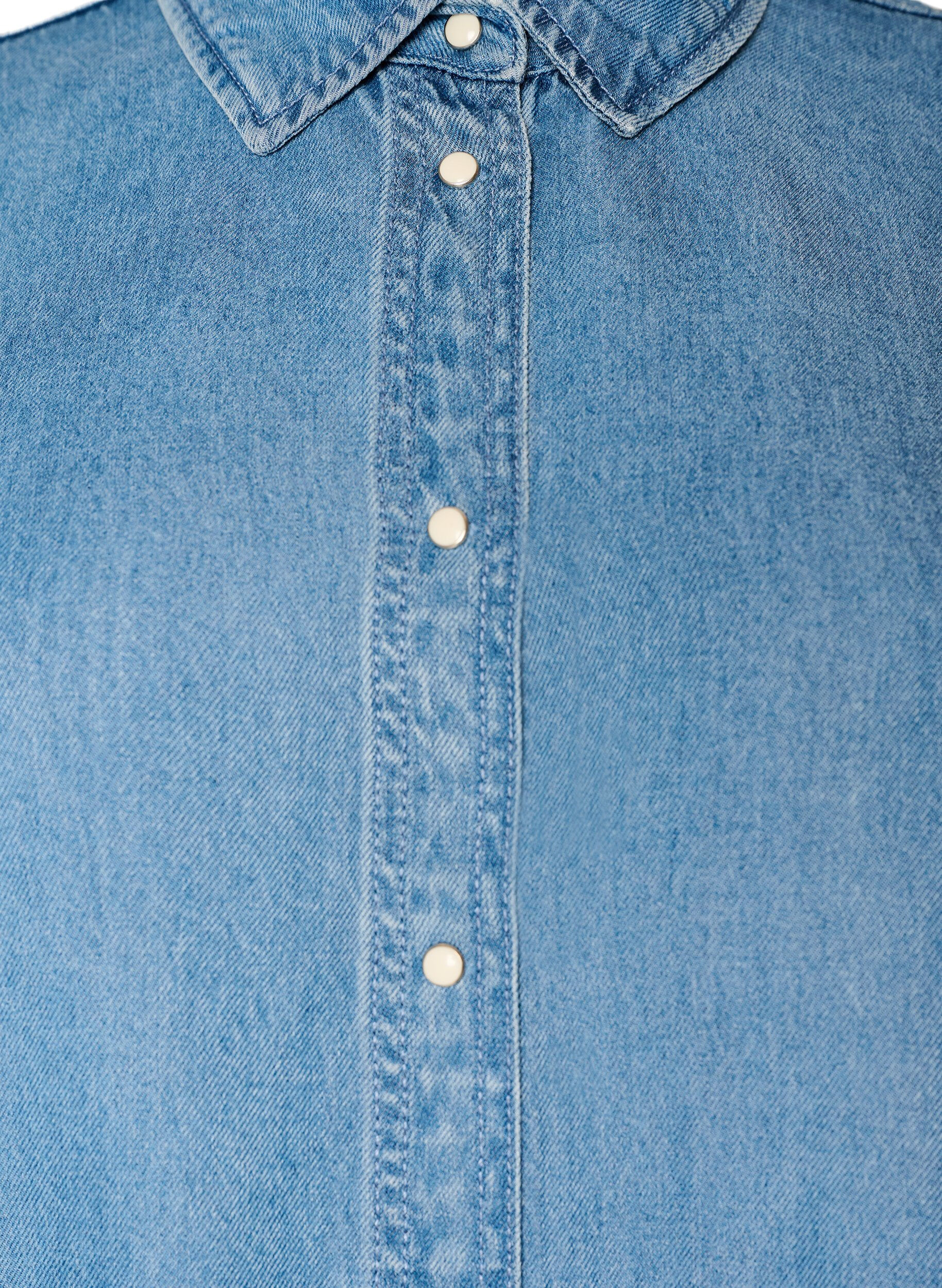 ZizziRobe en jean en lyocell avec boutons et manches courtes, Bleu Clair, Packshot image number 2