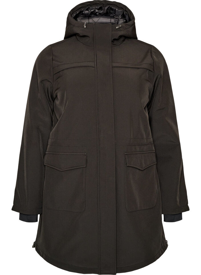 Veste softshell r&eacute;sistante &agrave; l'eau avec doublure matelass&eacute;e, Noir, Packshot image number 0