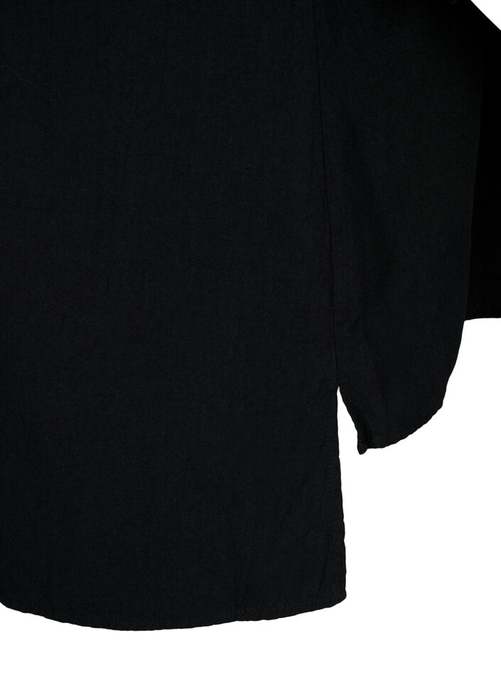 FLASH - Blouse en coton &agrave; manches mi-longues, Black, Packshot image number 3