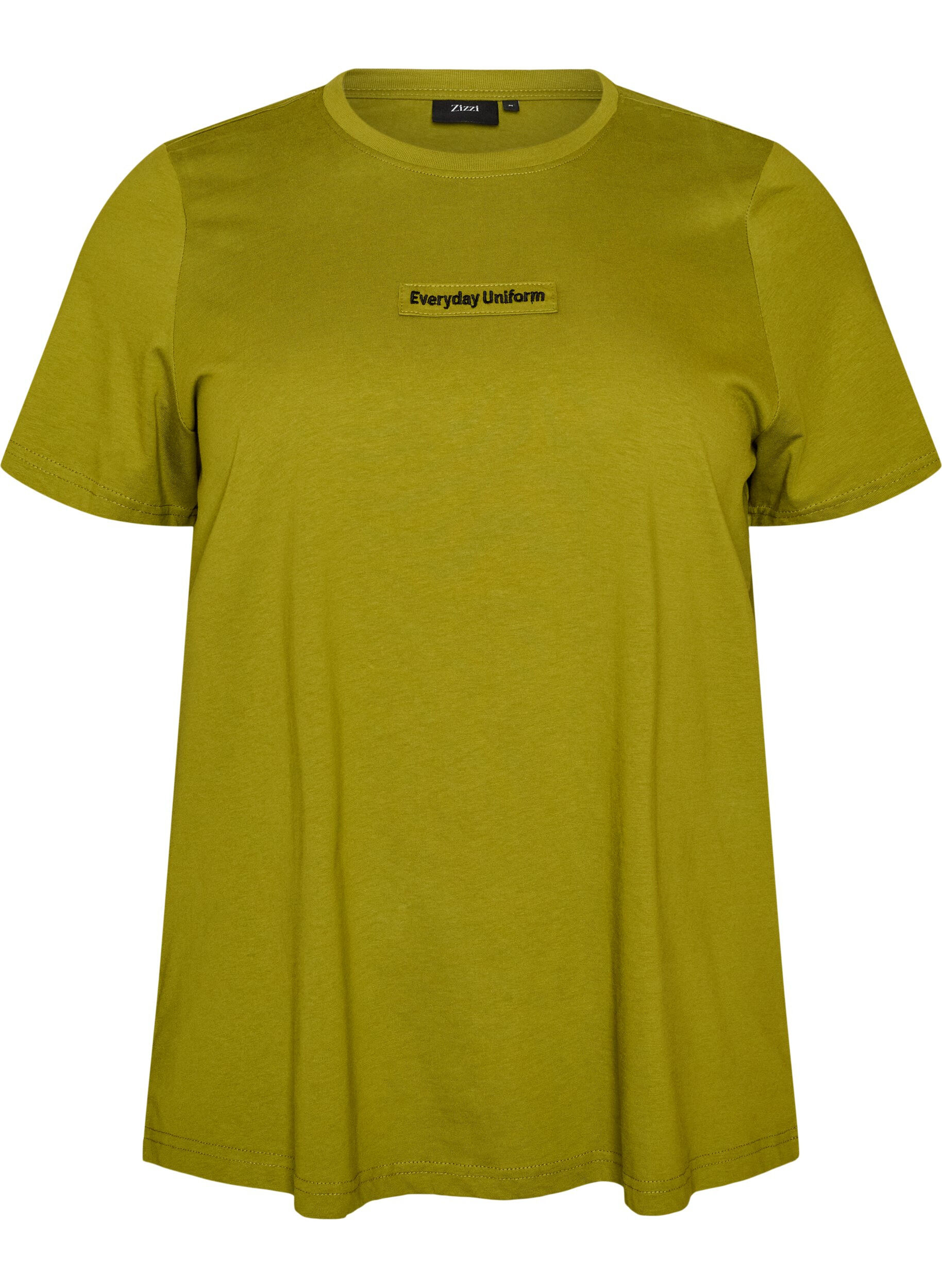 ZizziT-shirt en coton avec badge texte, Vert, Packshot image number 0