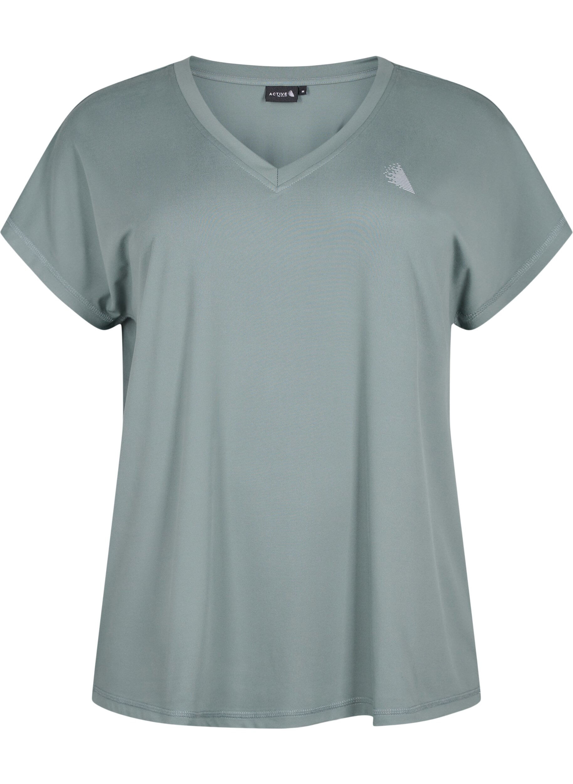 ZizziT-shirt de sport ample avec col en V, Balsam Green, Packshot image number 0