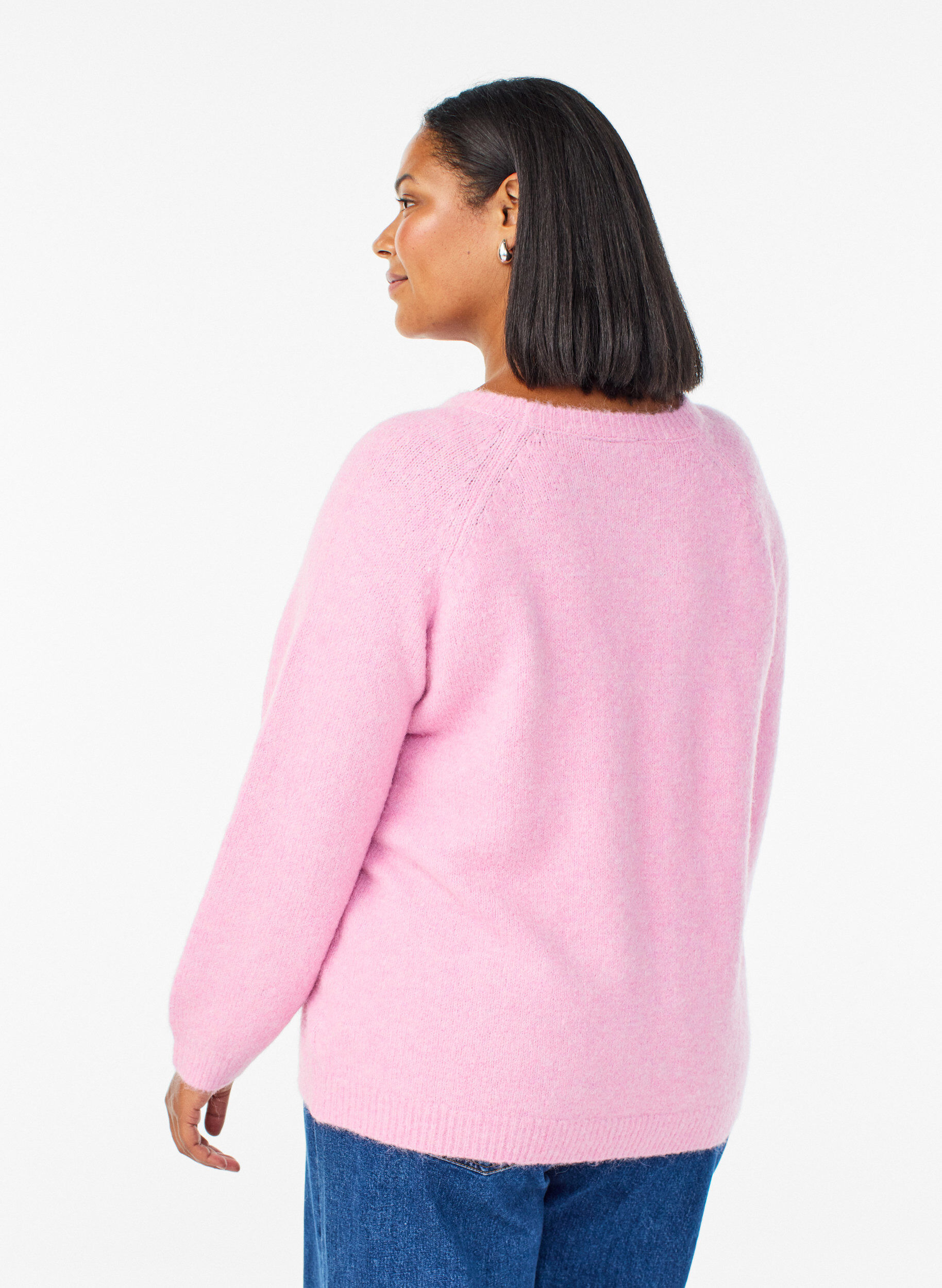 Zizzi Blouse en maille avec manches raglan, Rose, Model image number 2