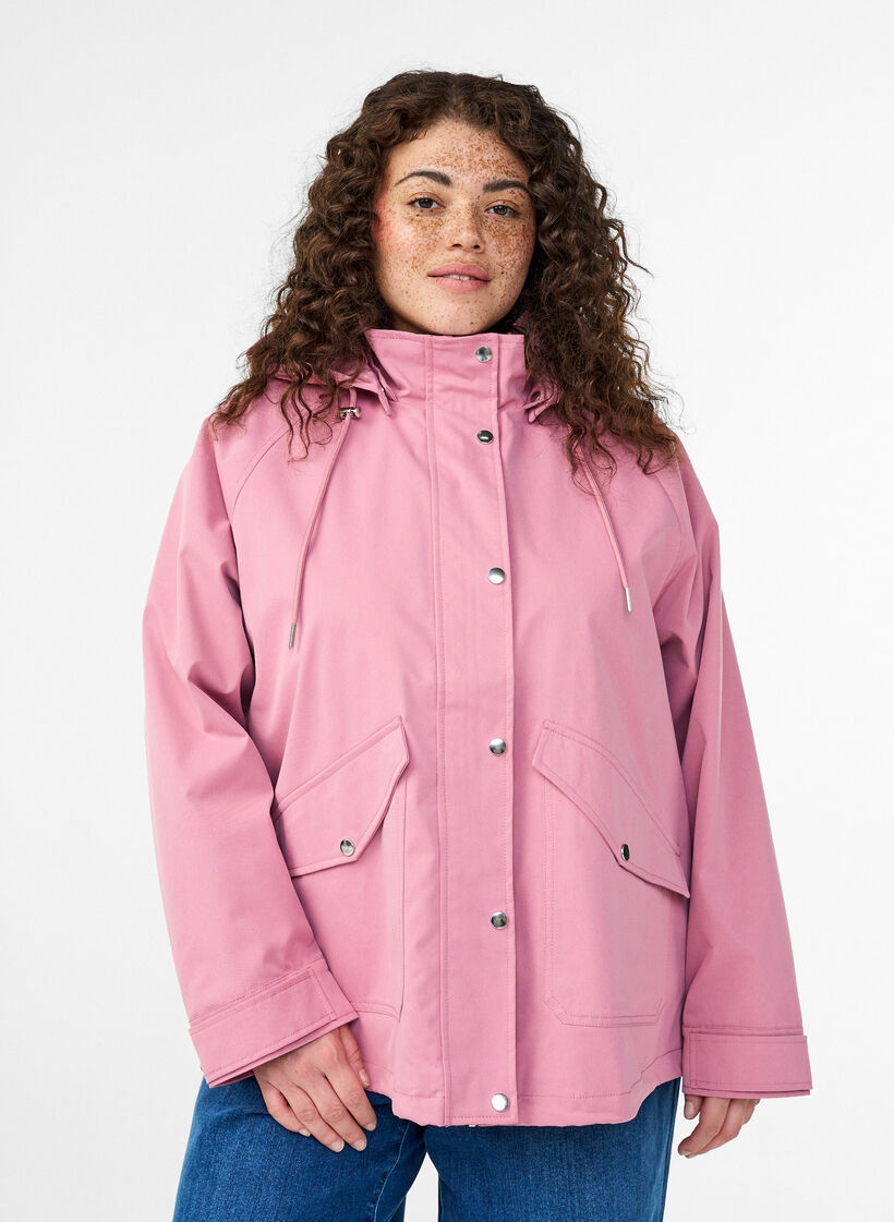 Veste courte de printemps avec capuche amovible, Rose, Model image number 0