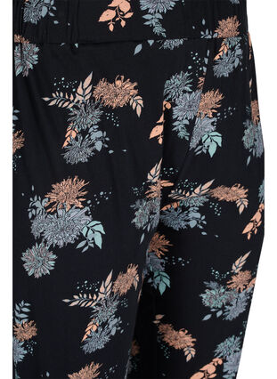 Pantalon de pyjama en coton avec imprimé floral, Black Flower AOP, Packshot image number 2