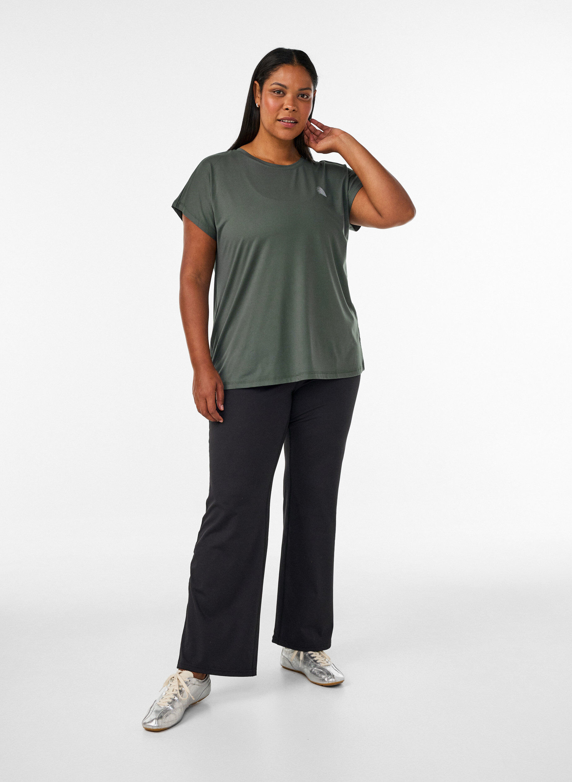 ZizziT-shirt de sport couleur unie, Vert fonc&eacute;, Model image number 1