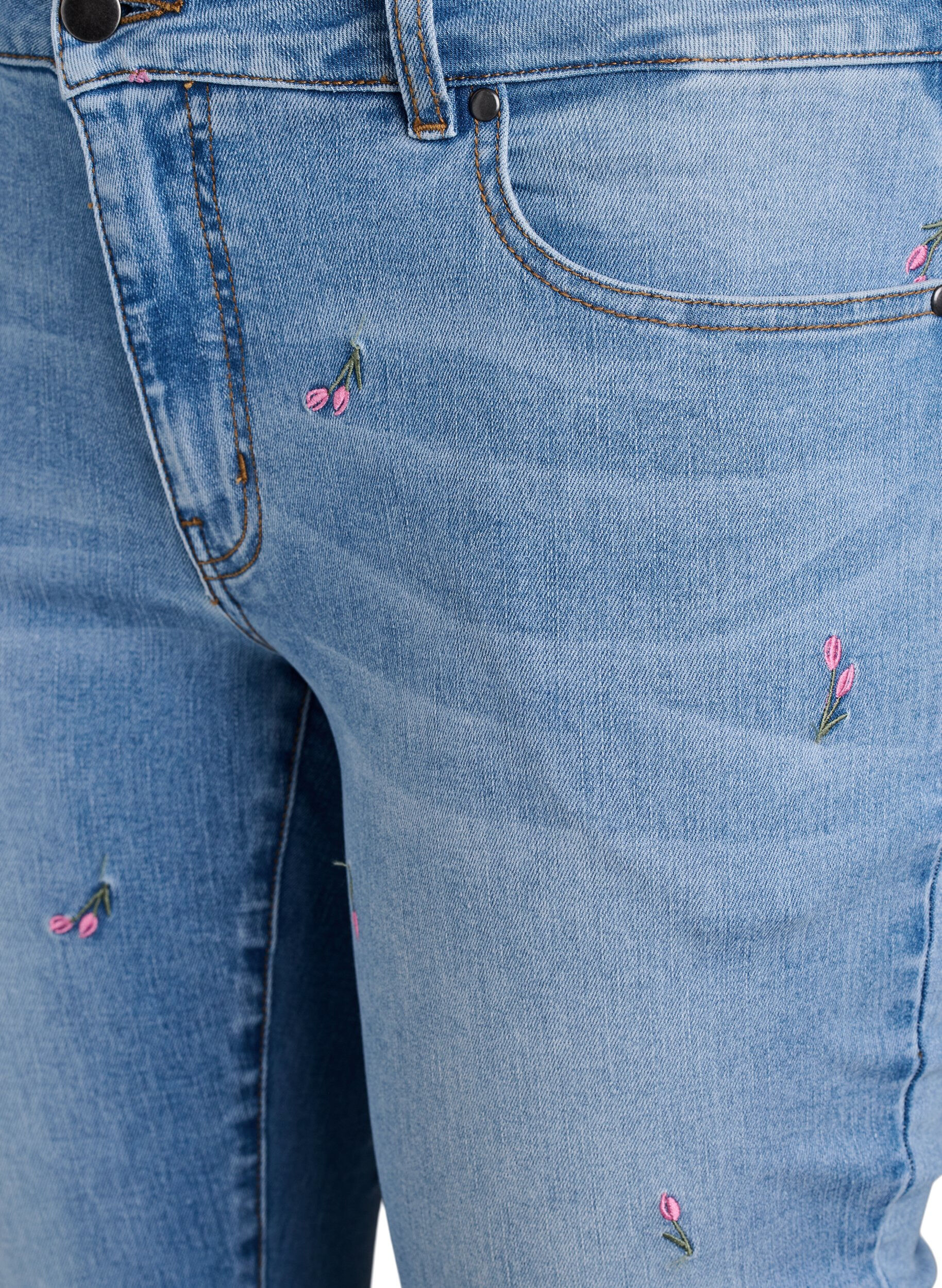 Zizzi Jeans bootcut avec des fleurs brod&eacute;es, Bleu Clair, Packshot image number 2