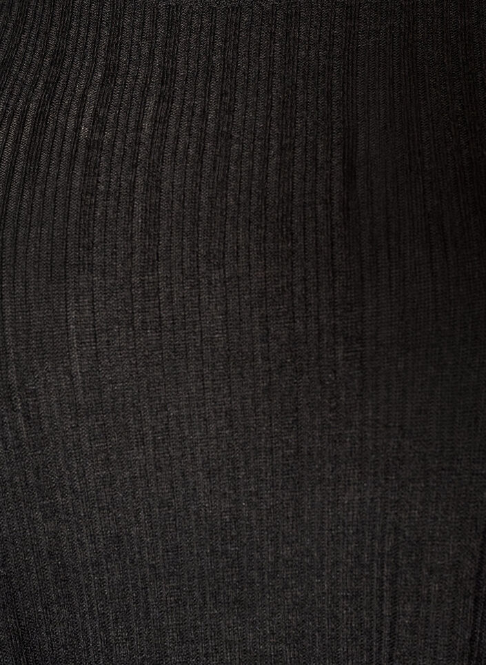 Blouse en jersey avec structure c&ocirc;tel&eacute;e et manches longues, Noir, Packshot image number 2
