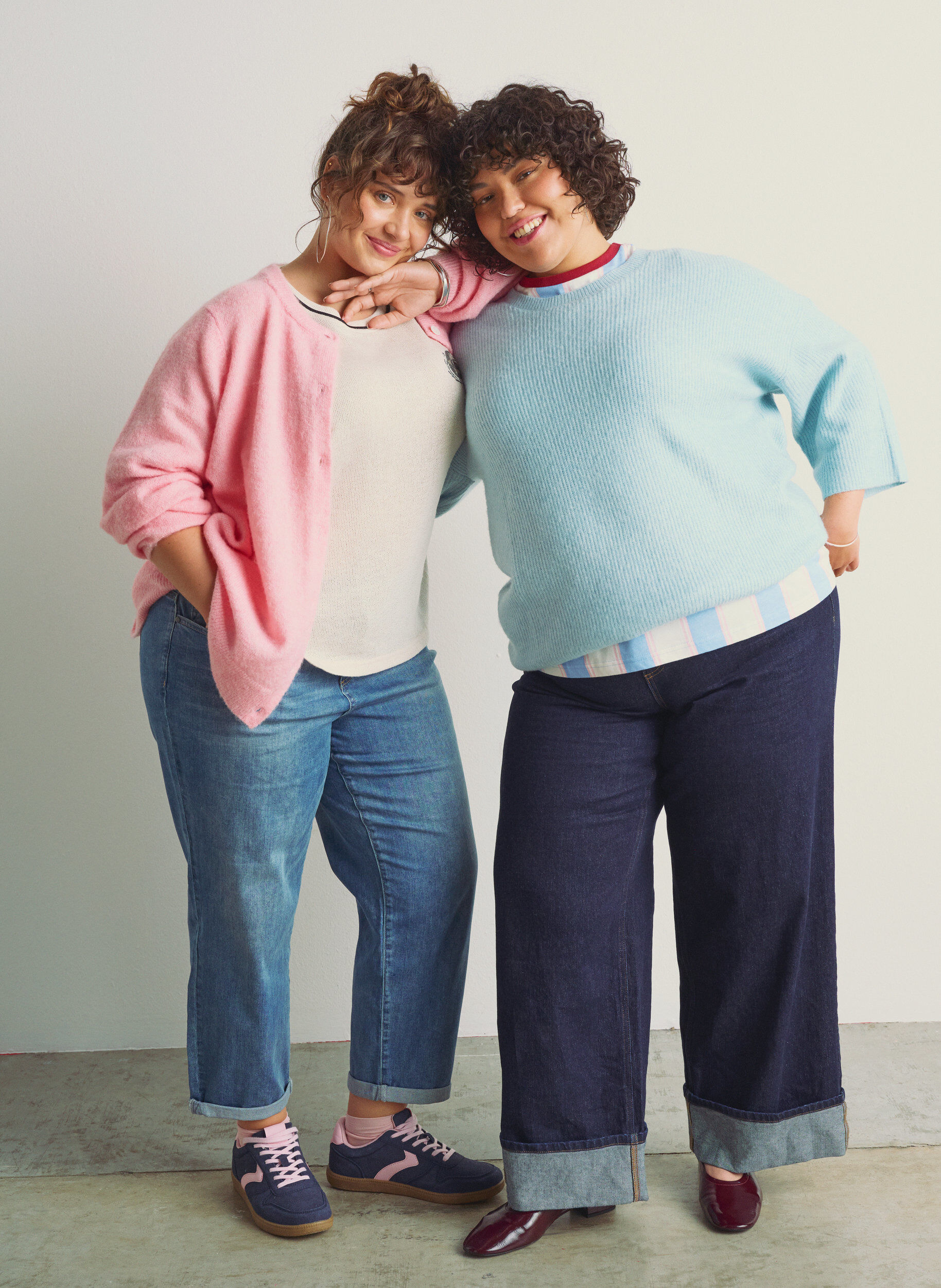 Zizzi Maille ample avec manches 3/4, Bleu Clair, Image image number 0