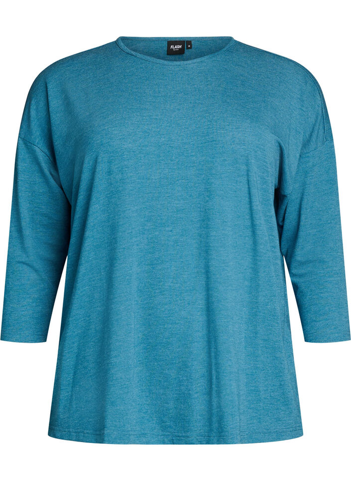 Blouse en jersey avec manches 3/4, Bleu, Packshot image number 0