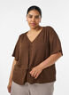 Blouse avec texture et lien &agrave; la taille, Marron, Model image number 0