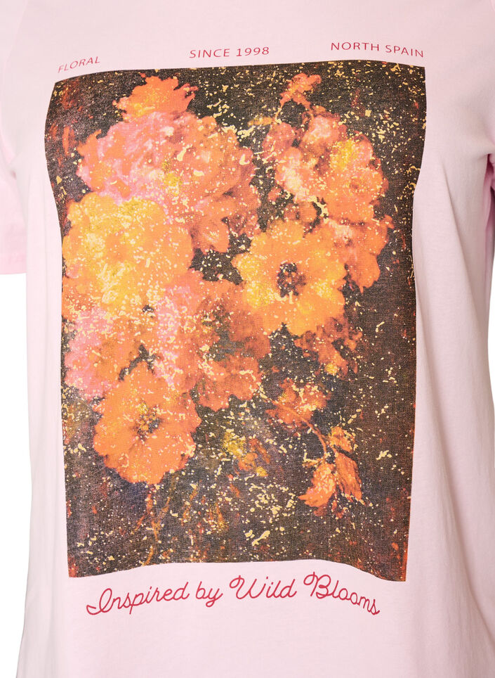 T-shirt en coton avec imprim&eacute; devant, Rose, Packshot image number 2