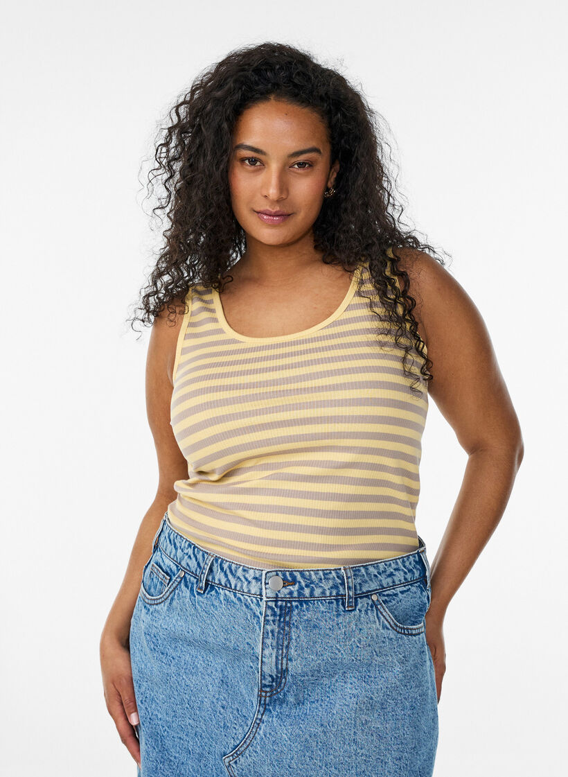 D&eacute;bardeur &agrave; rayures avec une structure c&ocirc;tel&eacute;e, Jaune, Model image number 0