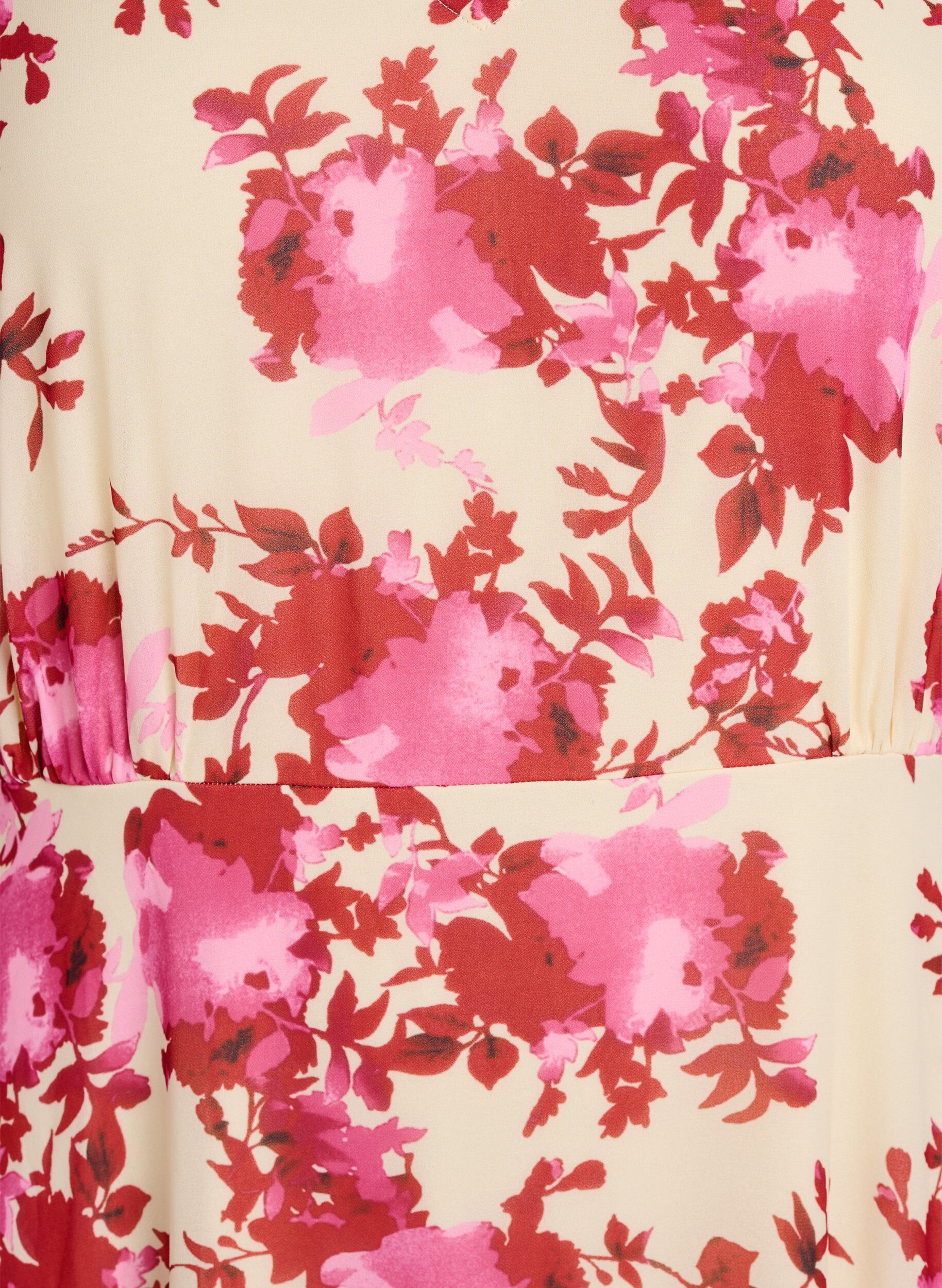 Zizzi Robe florale en mousseline avec volants et col en V, 9990, Packshot image number 2