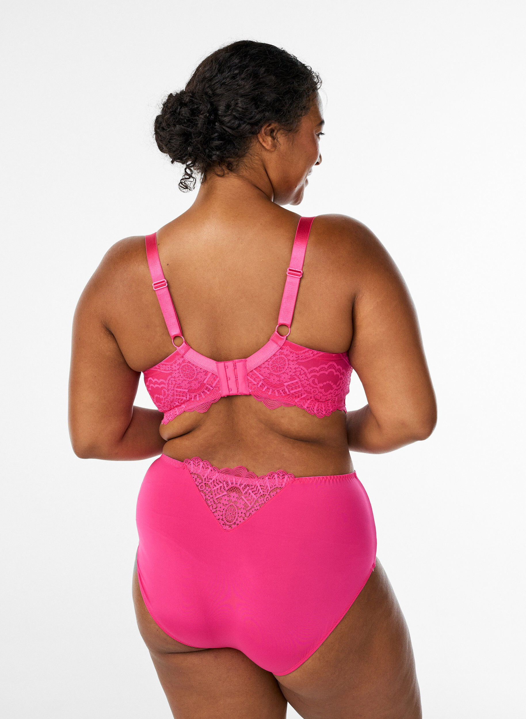 Zizzi Culotte brief en microfibre avec dentelle, Rose, Model image number 1