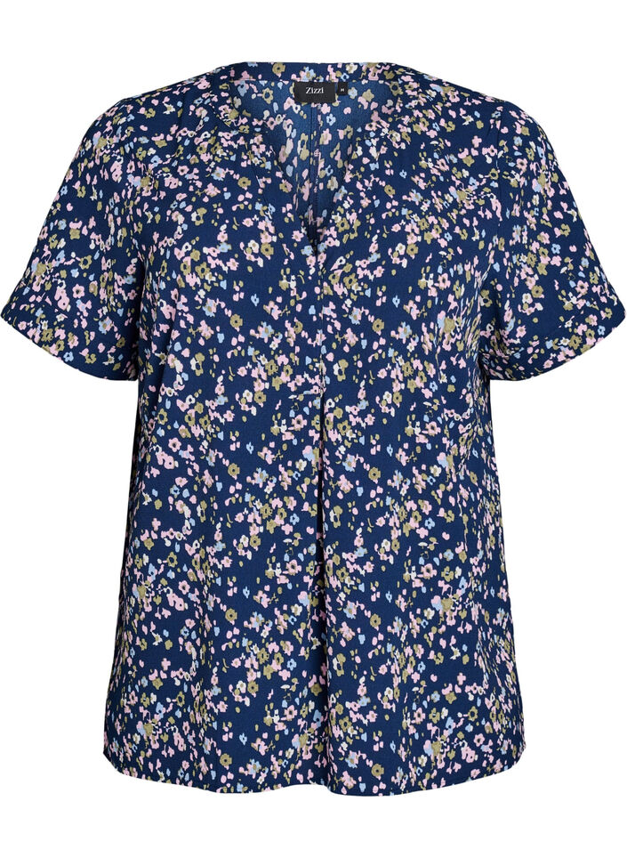 Chemisier à manches courtes avec décolleté en V, Rose, Packshot image number 0