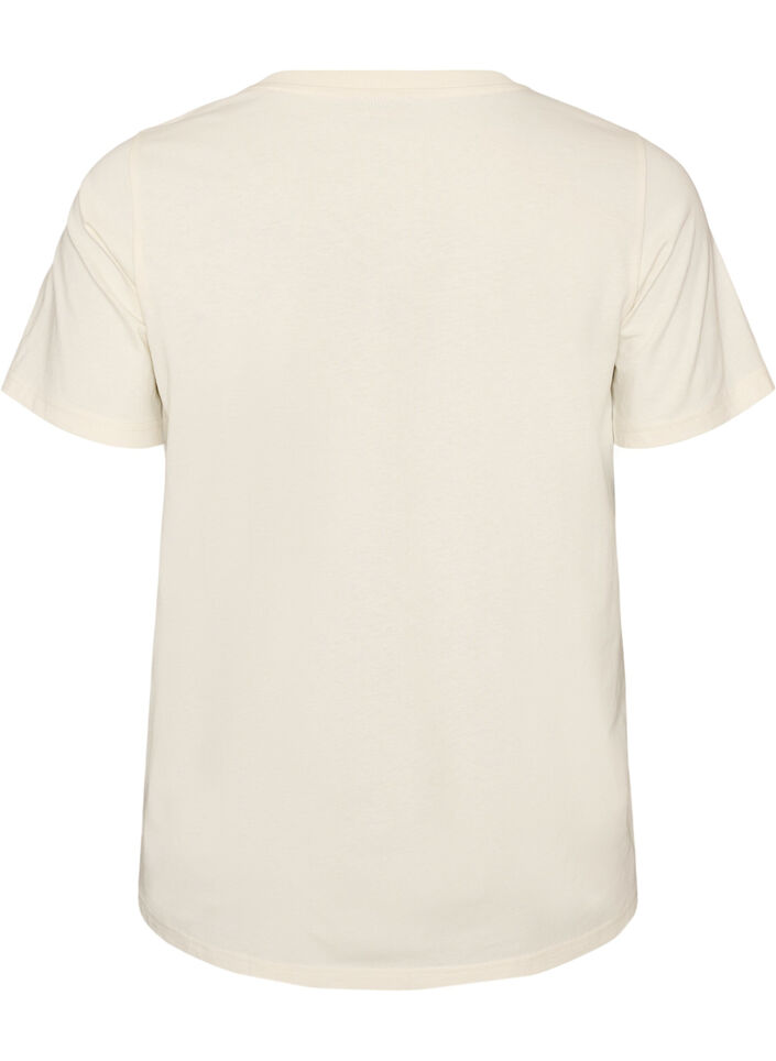 T-shirt en coton avec imprim&eacute;, Vanille, Packshot image number 1