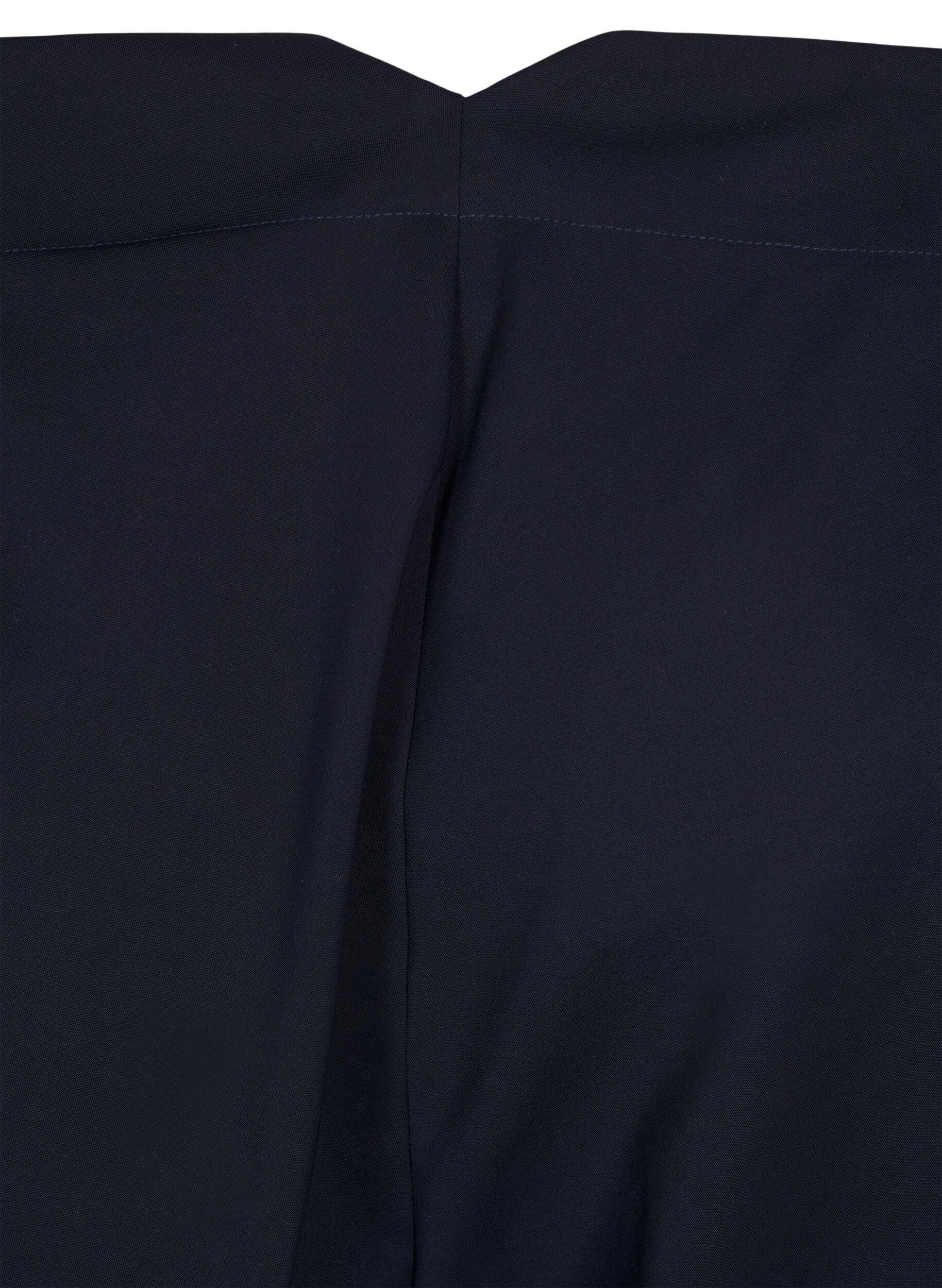 Zizzi Pantalon coupe droite taille haute, Bleu, Packshot image number 3