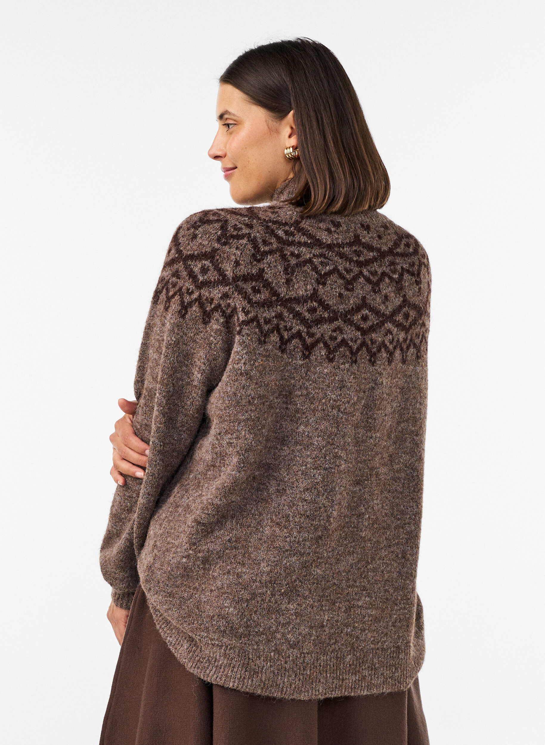 ZizziPull &agrave; motifs nordiques, Marron, Model image number 2