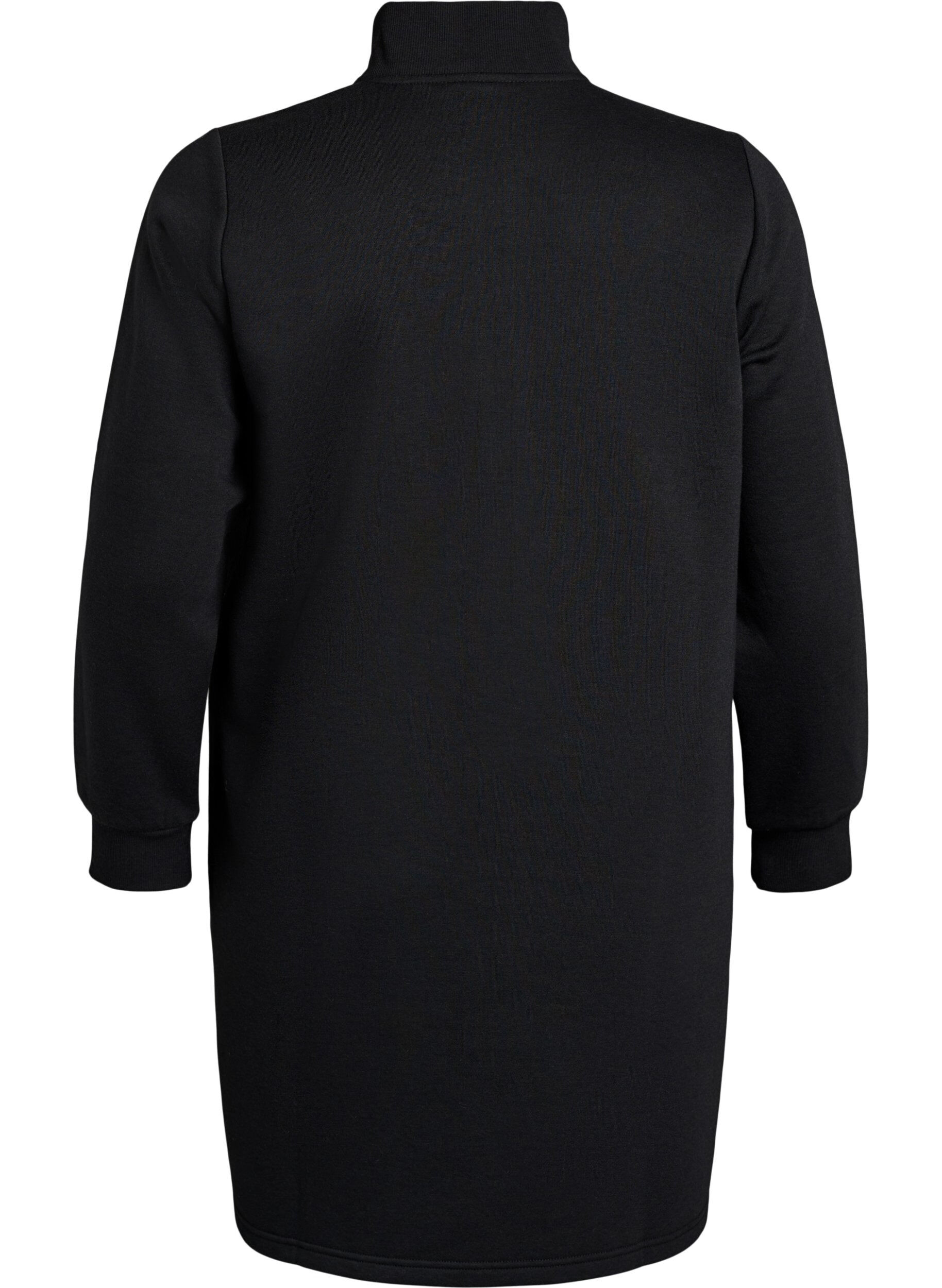Zizzi Robe sweat-shirt courte &agrave; col montant, Noir, Packshot image number 1