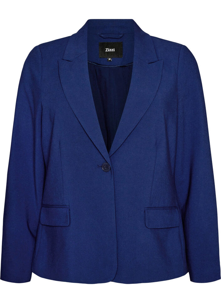 Blazer classique avec fermeture &agrave; bouton unique et poches, Bleu, Packshot image number 0