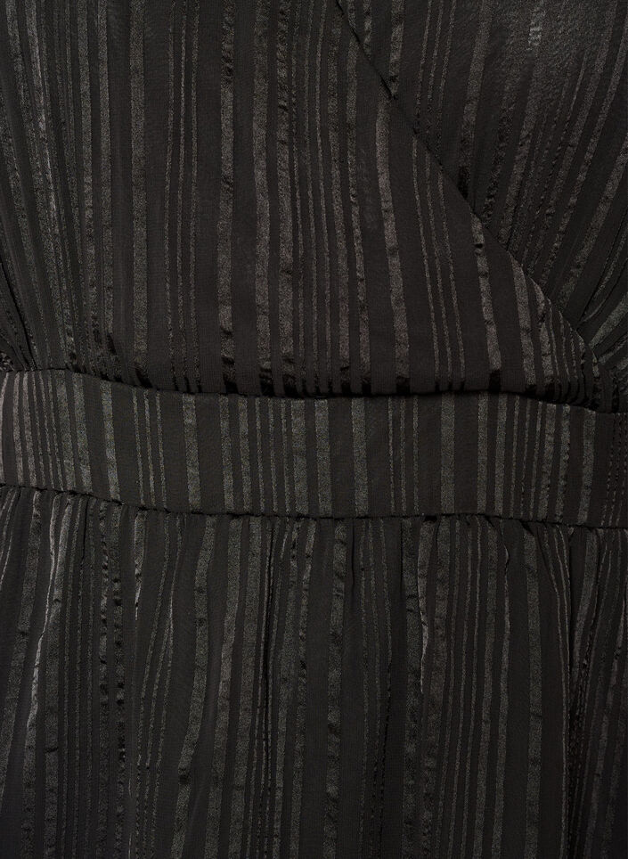 Robe longueur genou &agrave; rayures transparentes et effet portefeuille, Noir, Packshot image number 2