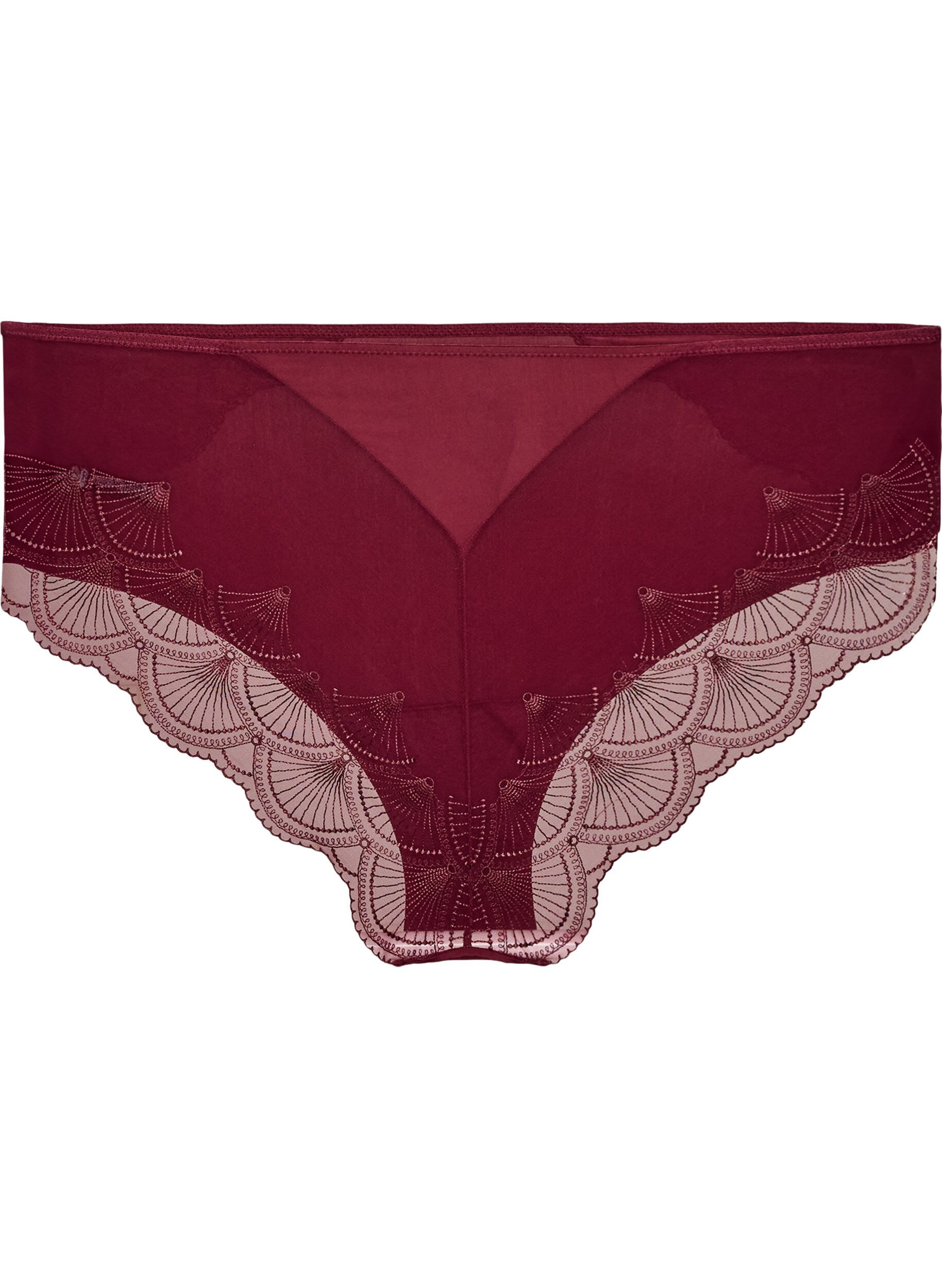 ZizziCulotte avec maille et finitions en dentelle brod&eacute;e, Bordeaux, Packshot image number 1