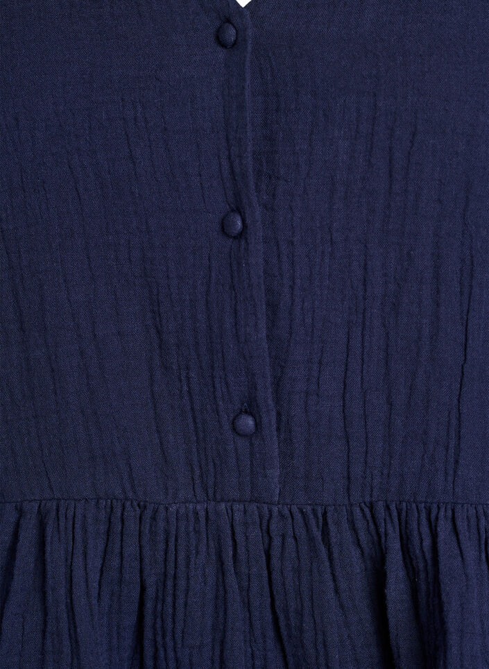 Blouse sans manches en mousseline de coton avec volants, Bleu, Packshot image number 2