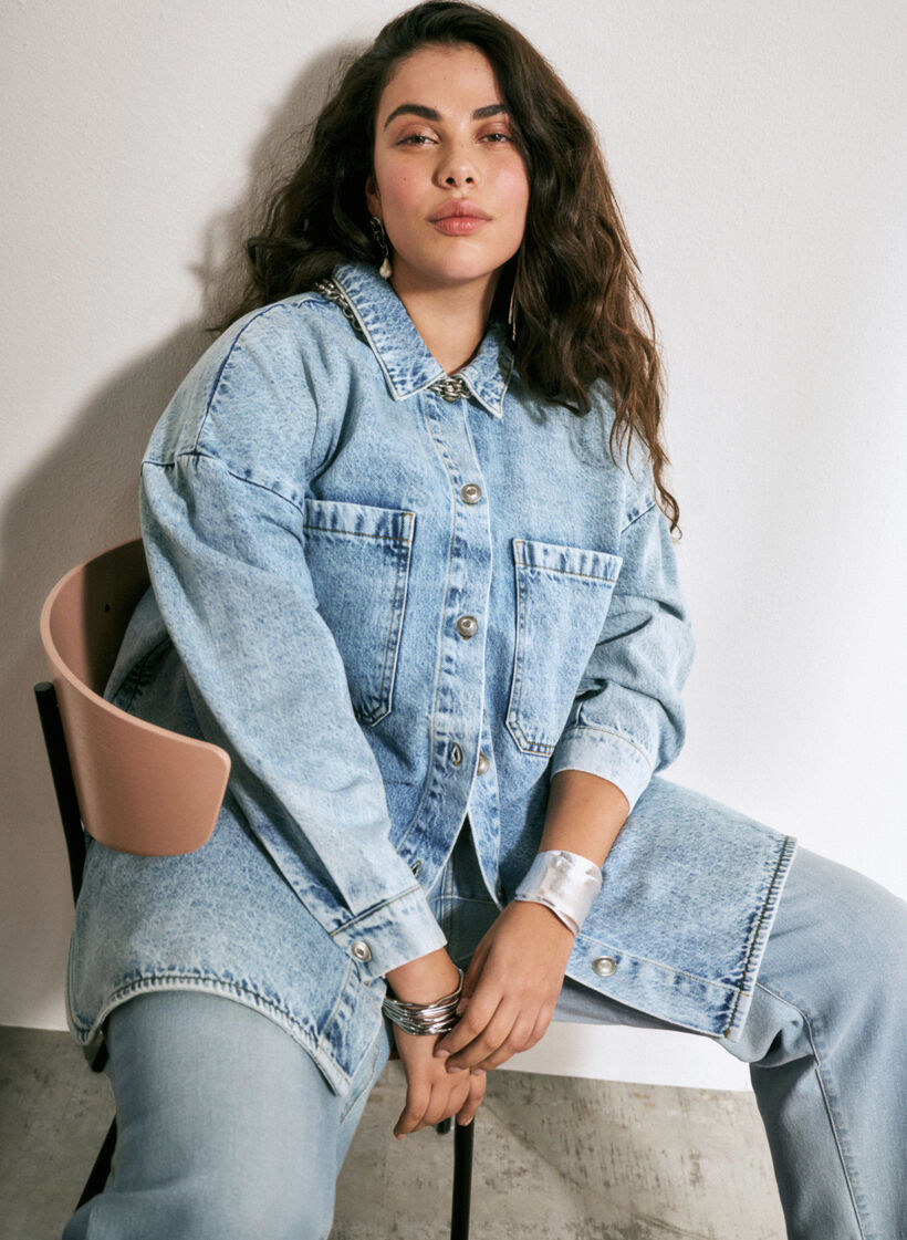 Veste en jean ample avec boutons, Light blue denim, Image image number 0