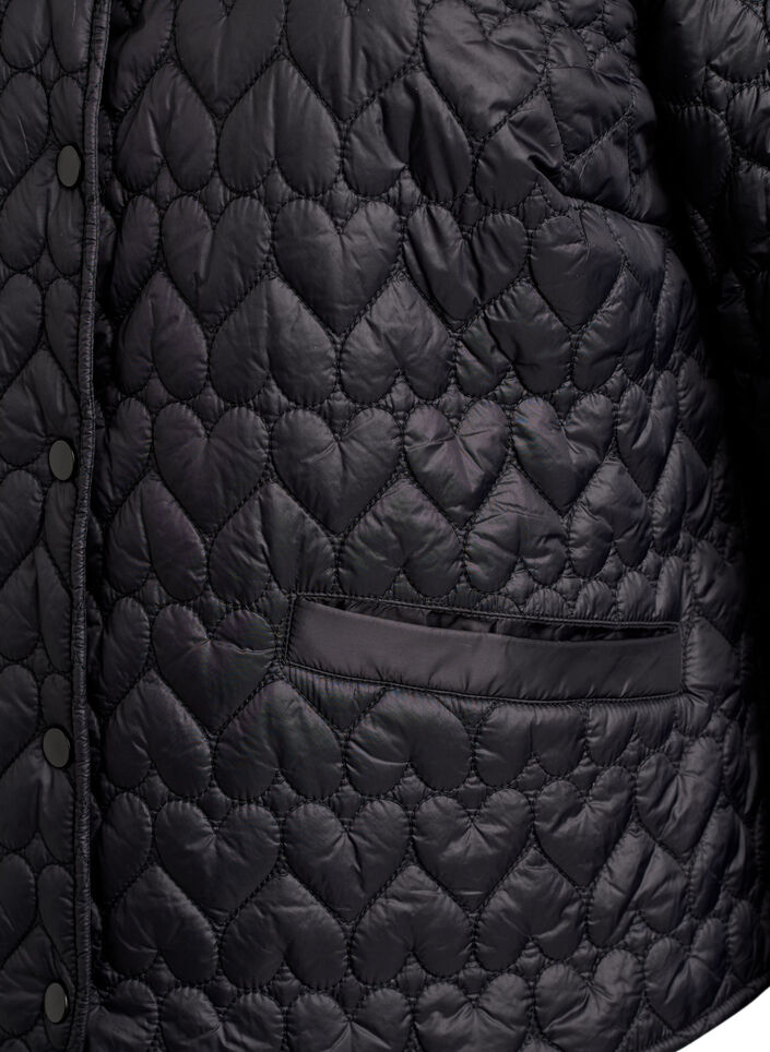 Veste l&eacute;g&egrave;rement matelass&eacute;e &agrave; surpiq&ucirc;res d&eacute;coratives, Noir, Packshot image number 3