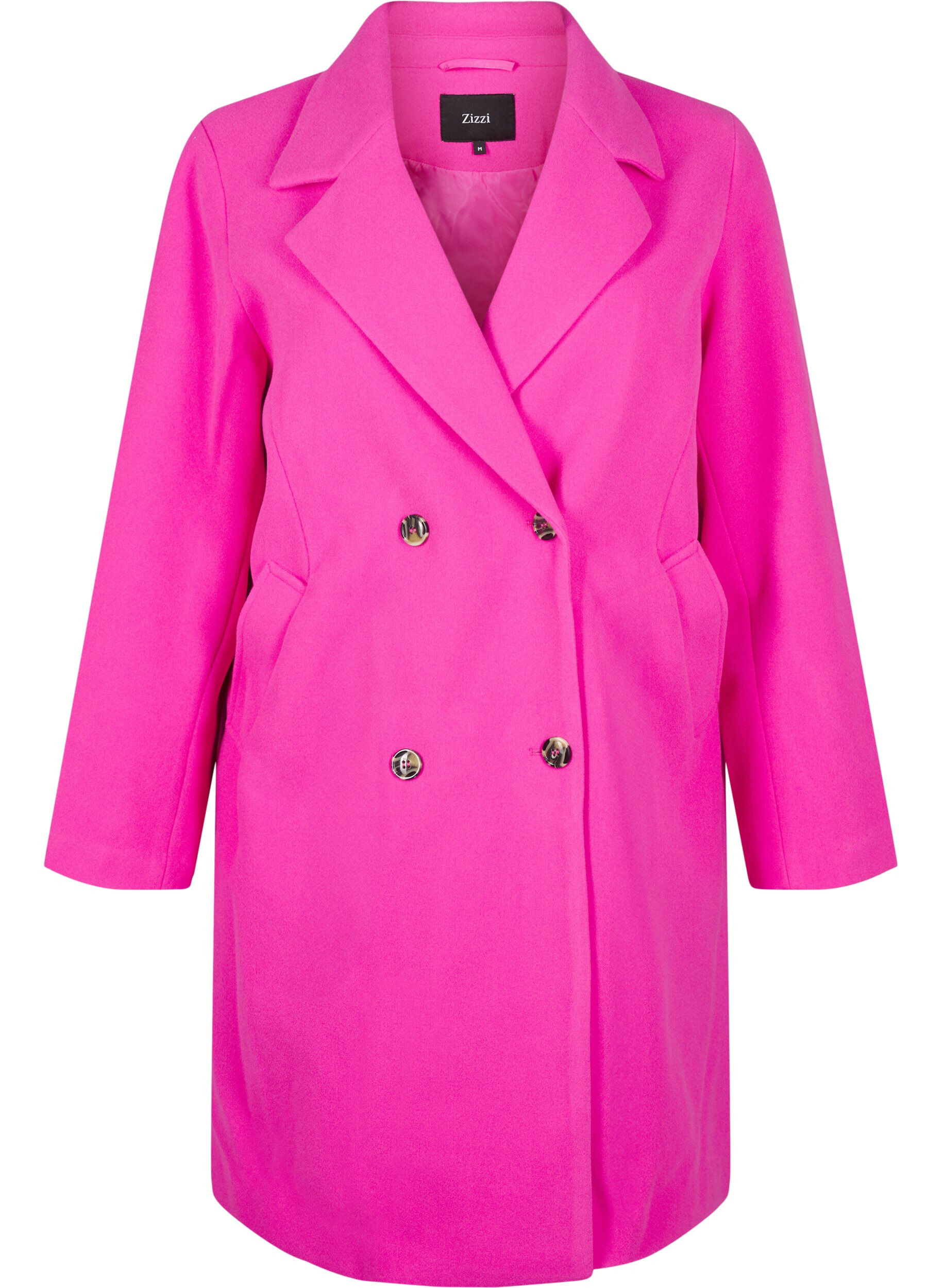Zizzi Manteau &agrave; double boutonnage, Raspberry Rose, Packshot image number 0