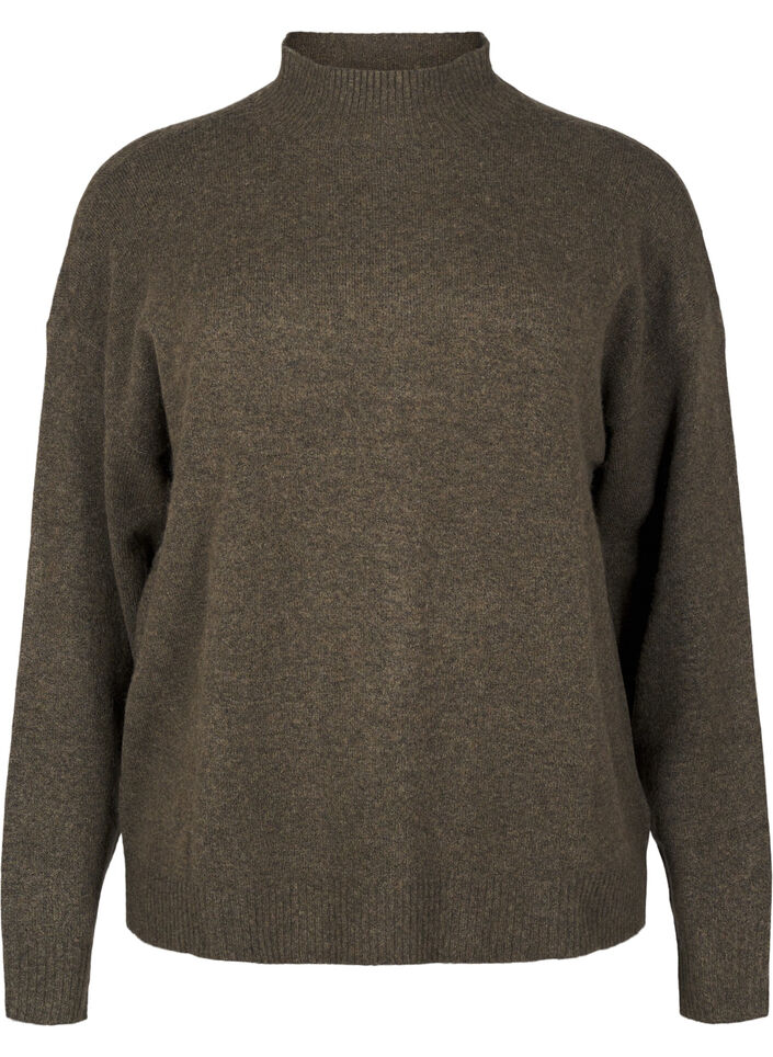 Chemisier en laine tricotée à col montant, Sea Turtle Mel., Packshot image number 0