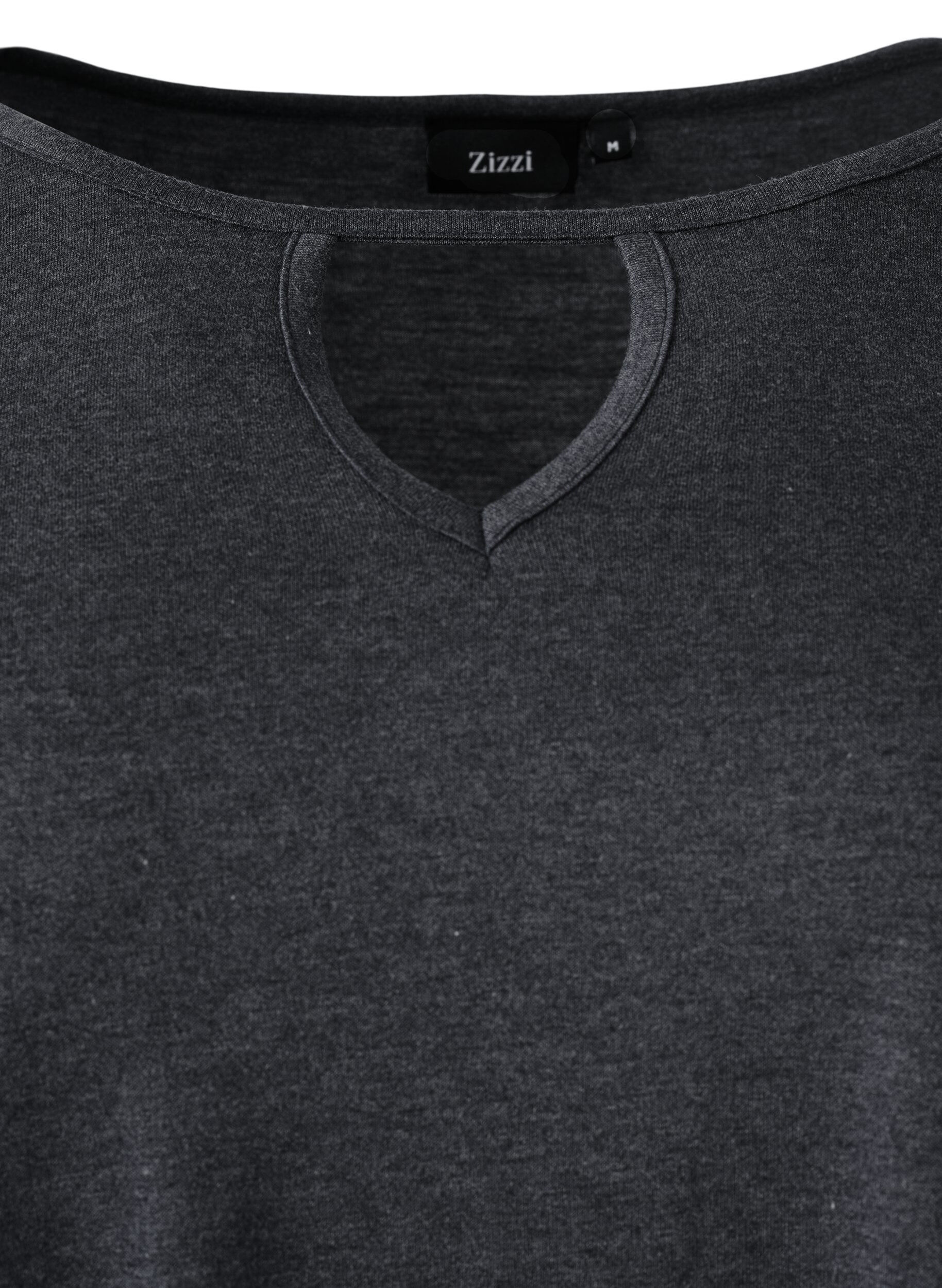 Zizzi Blouse &agrave; manches longues en m&eacute;lange, Black Mel. , Packshot image number 3