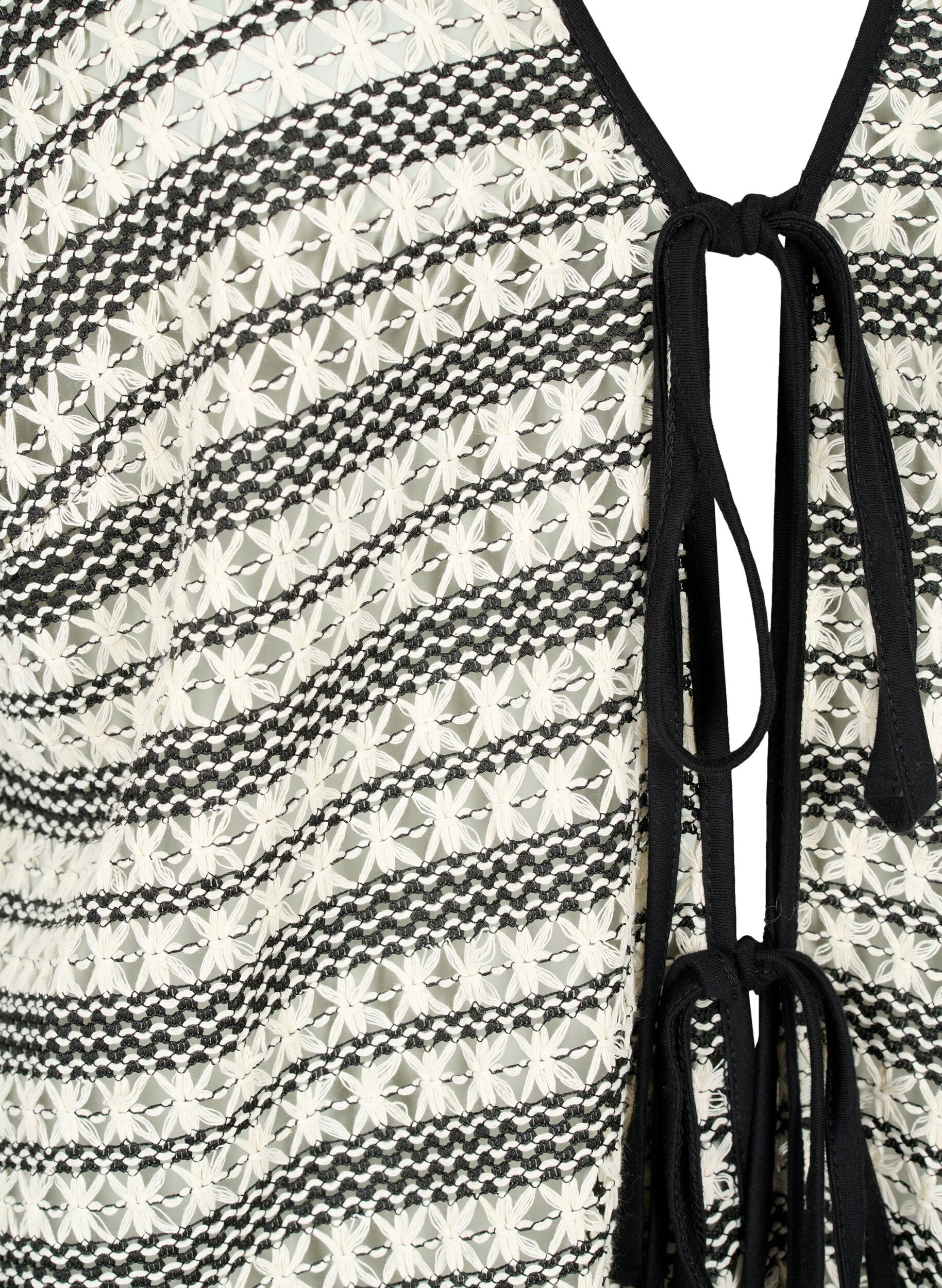 Zizzi Cardigan en crochet avec ceinture &agrave; nouer, Black White, Packshot image number 2