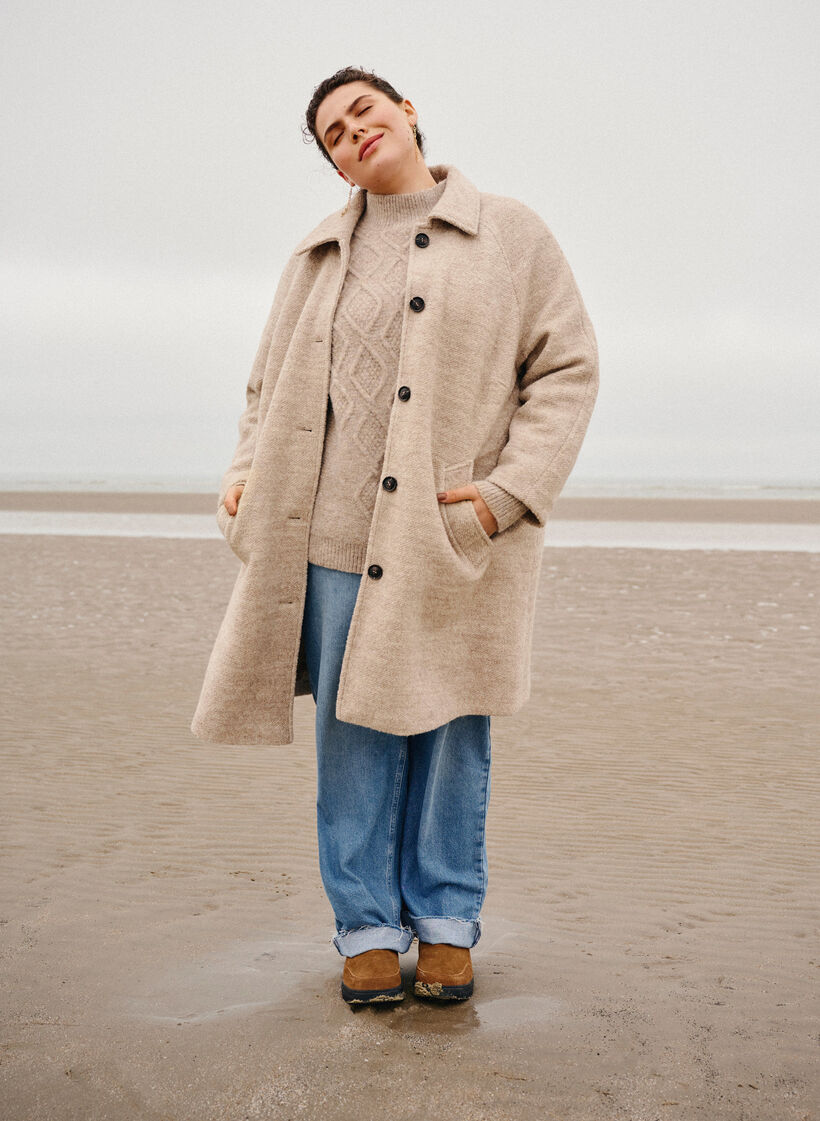 Manteau bouclé à carreaux avec boutons, Simply Taupe, Image image number 1