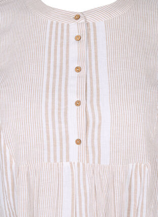 Tunique à manches courtes avec boutons, White Taupe Stripe, Packshot image number 2