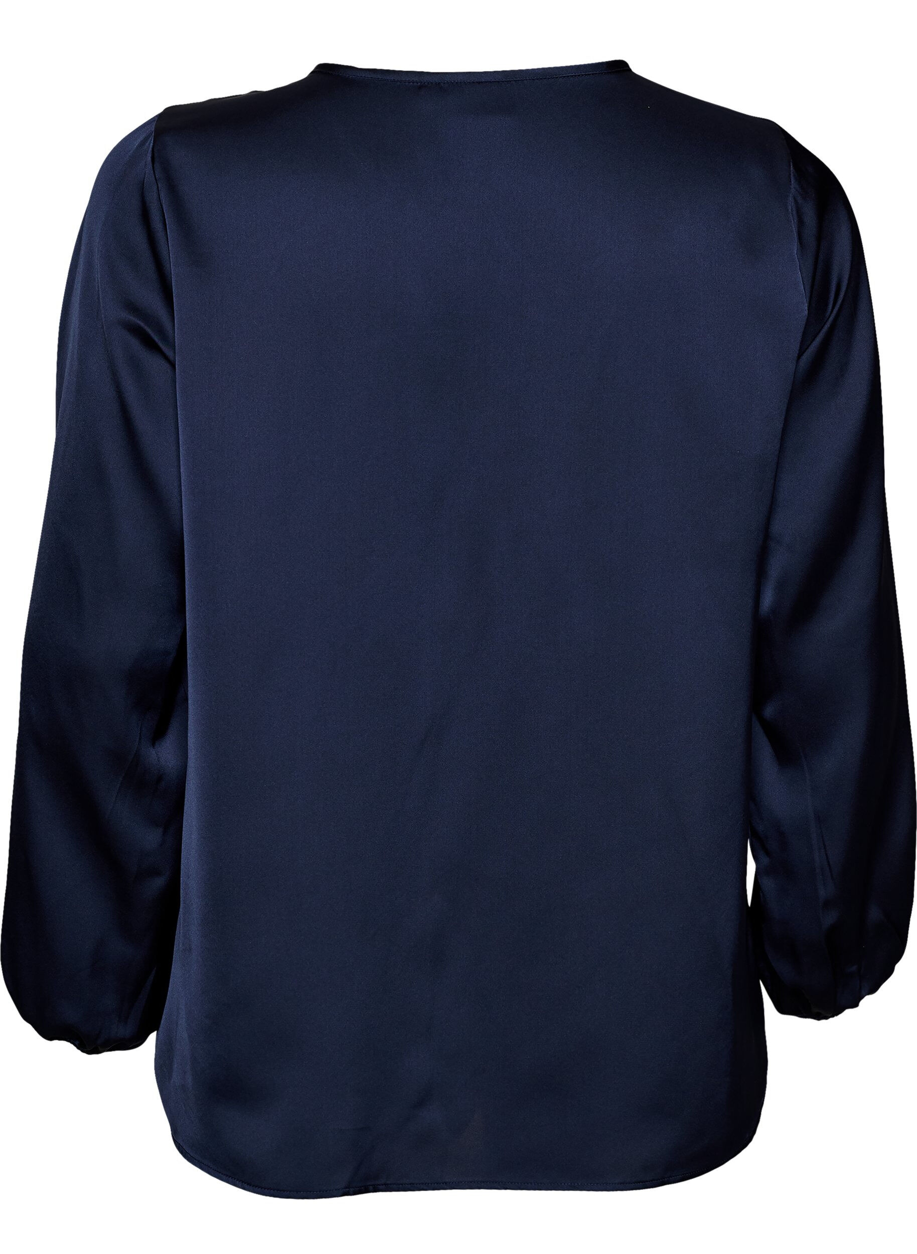 ZizziBlouse en satin avec appliqu&eacute; en dentelle et perles, Bleu, Packshot image number 1