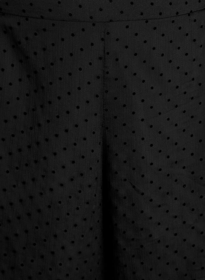 Pantalon ample en mousseline &agrave; pois, Noir, Packshot