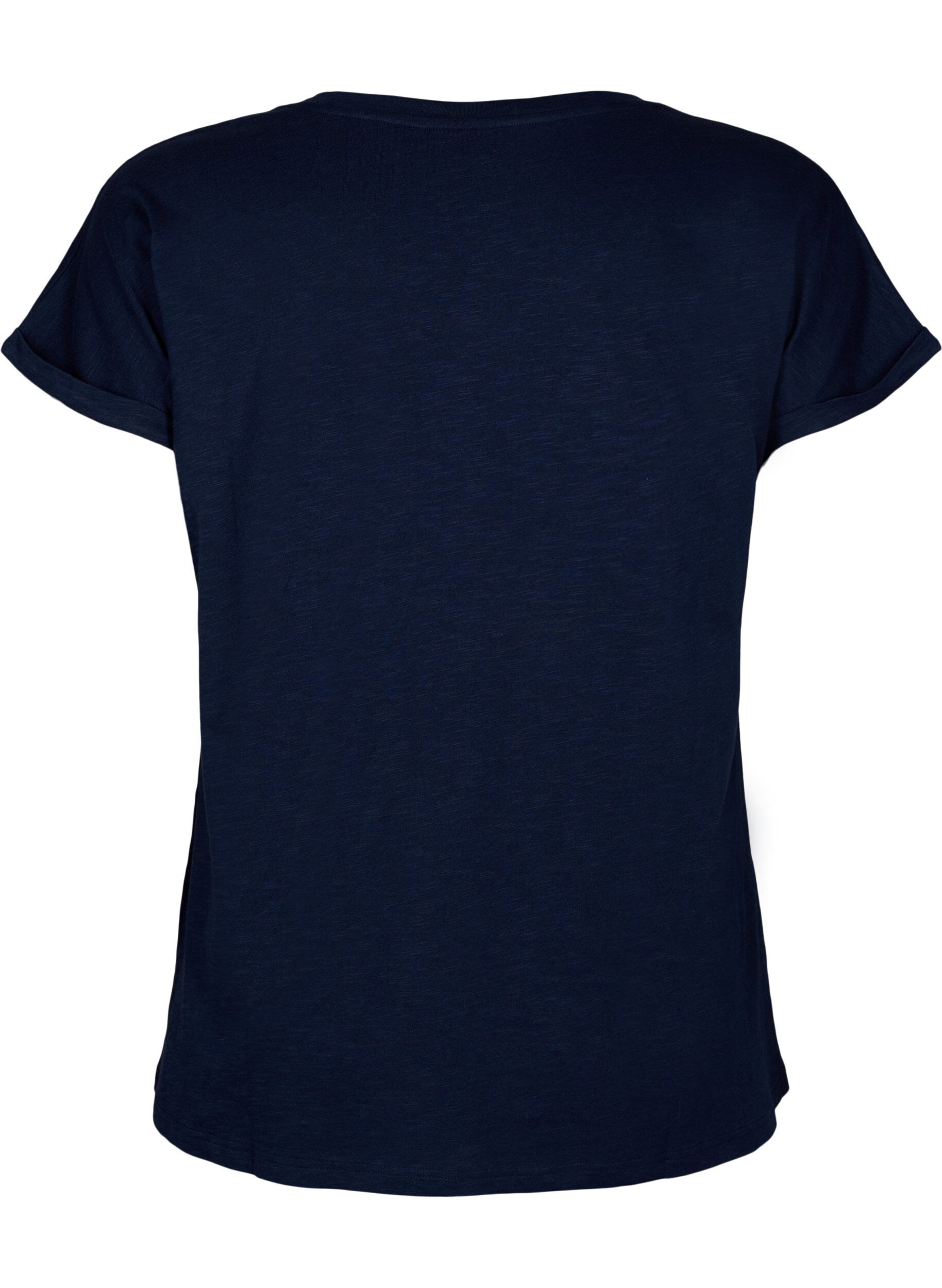 Zizzi T-shirt imprim&eacute; en coton biologique, N.Sky w. White Print, Packshot image number 1