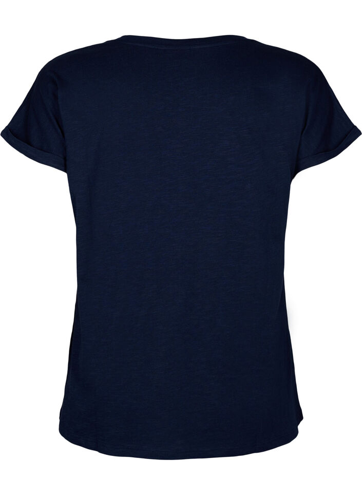 T-shirt imprimé en coton biologique, N.Sky w. White Print, Packshot image number 1