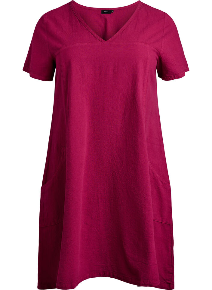 Robe &agrave; manches courtes en coton, Bordeaux, Packshot image number 0