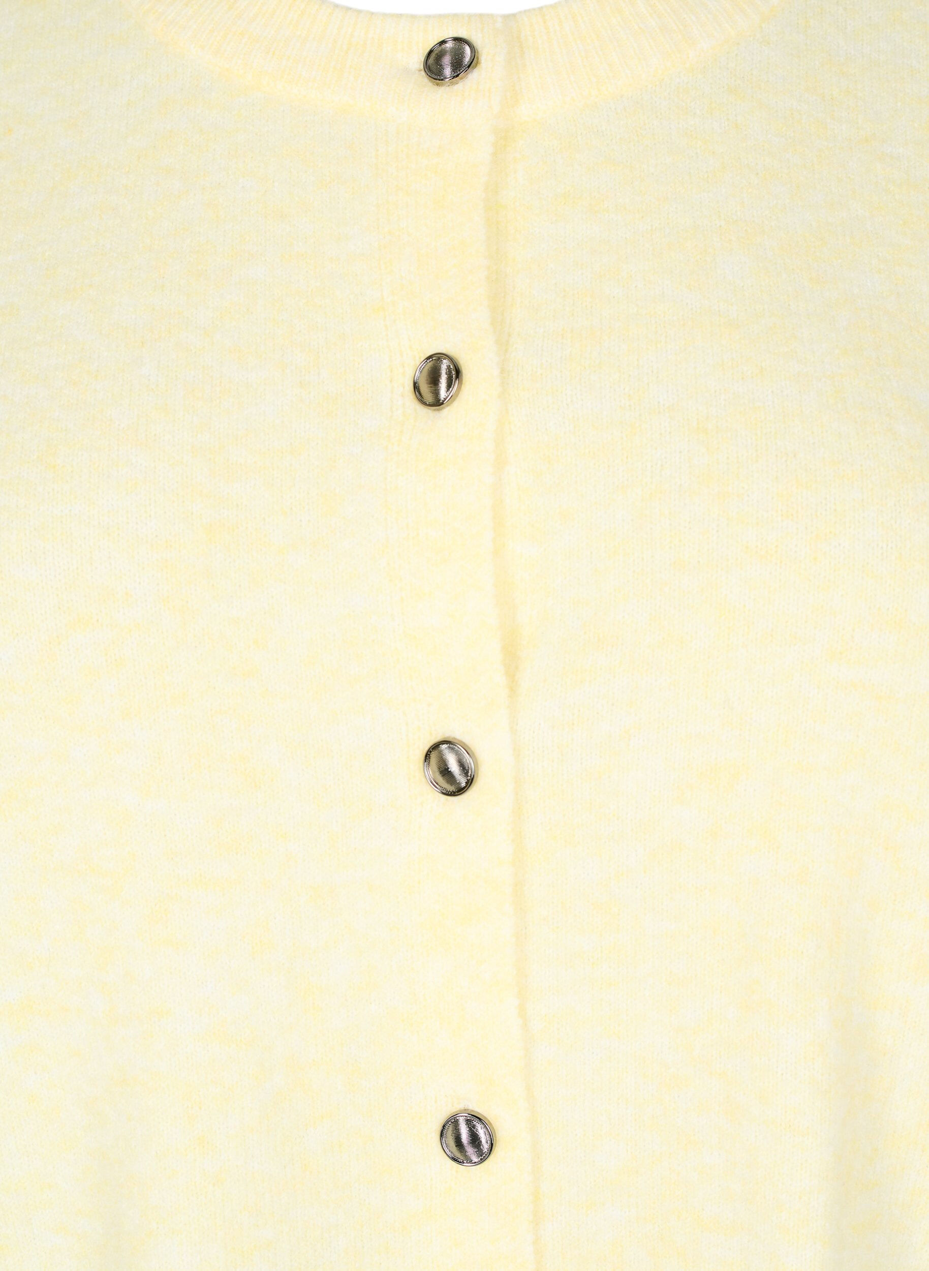 Zizzi Cardigan en tricots &agrave; manches courtes, Jaune clair, Packshot image number 2