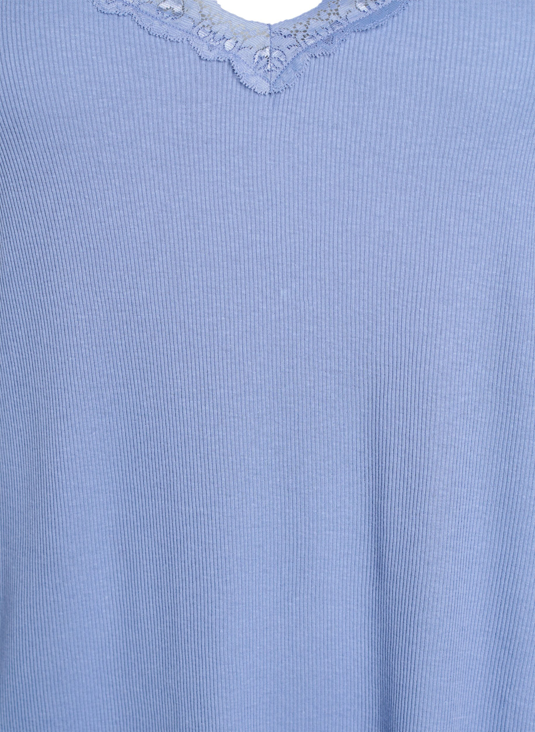 Zizzi Chemise de nuit avec ourlet en dentelle, Bleu, Packshot image number 2