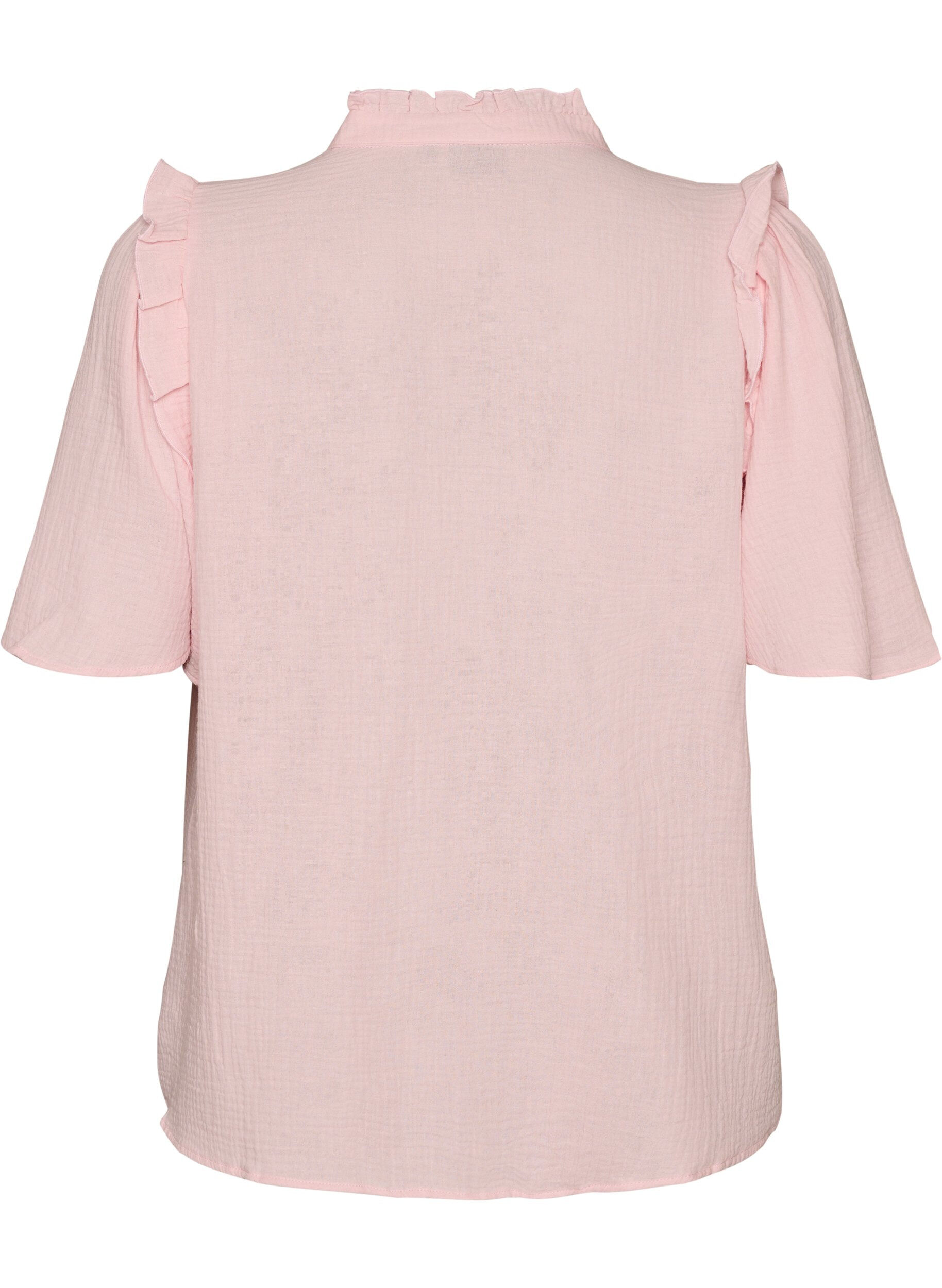 ZizziBlouse en mousseline de coton avec broderie anglaise et manches 1/2, Rose, Packshot image number 1
