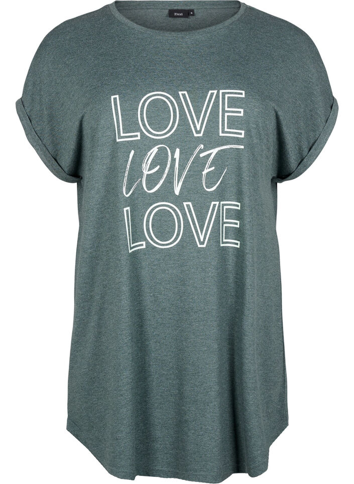 Chemise de nuit &agrave; manches courtes avec imprim&eacute; de texte, , Packshot image number 0