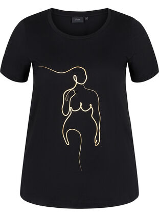 T-shirt en coton avec imprimé , Black w. Gold Foil , Packshot image number 0