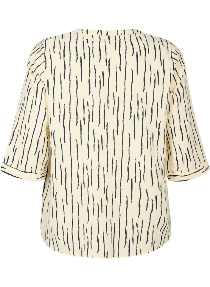 Blouse à manches 3/4 et imprimé, Off White Stripe, Packshot image number 1