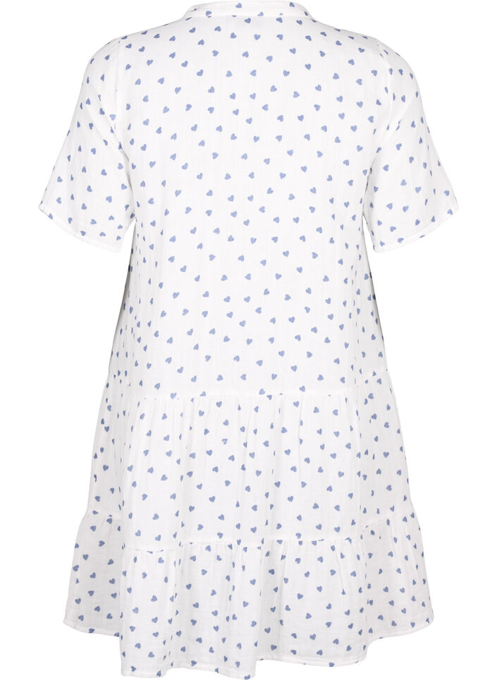 Robe en coton avec imprim&eacute; c&oelig;ur, Bright White Heart, Packshot image number 1