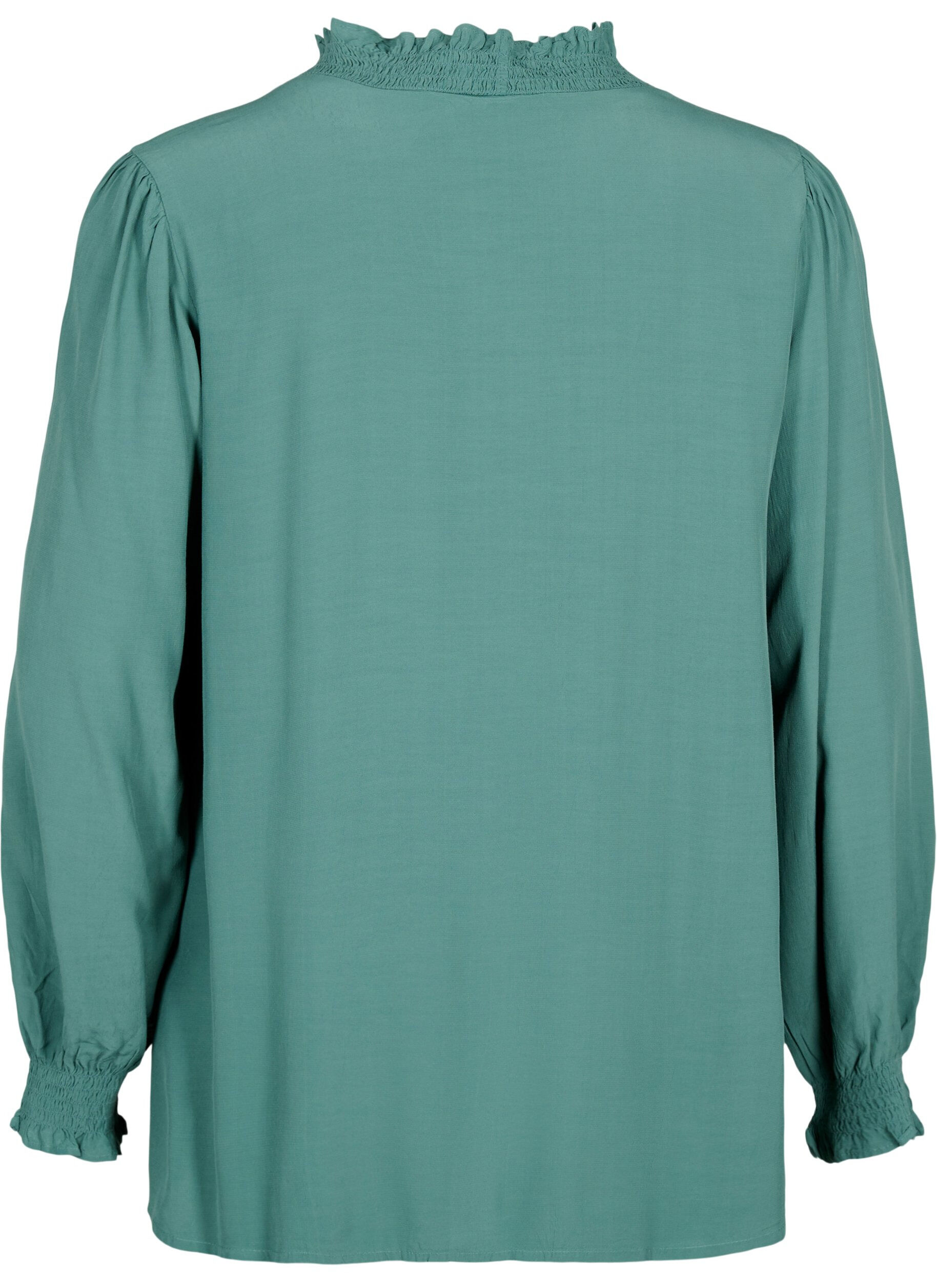 Zizzi Blouse &agrave; manches longues en viscose, Sea Pine, Packshot image number 1