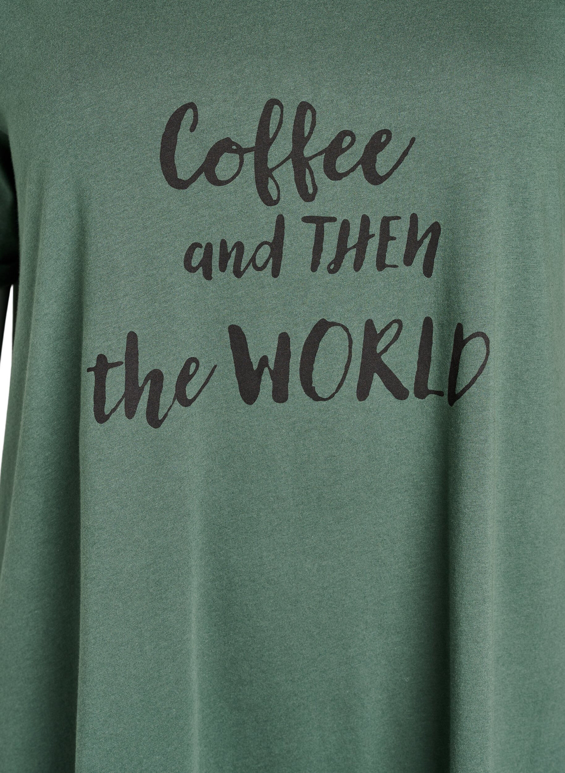 Zizzi Chemise de nuit &agrave; manches courtes en coton biologique, Vert fonc&eacute;, Packshot image number 2